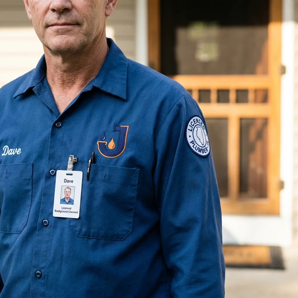 Licensed plumber showing ID badge in Westhampton, NY