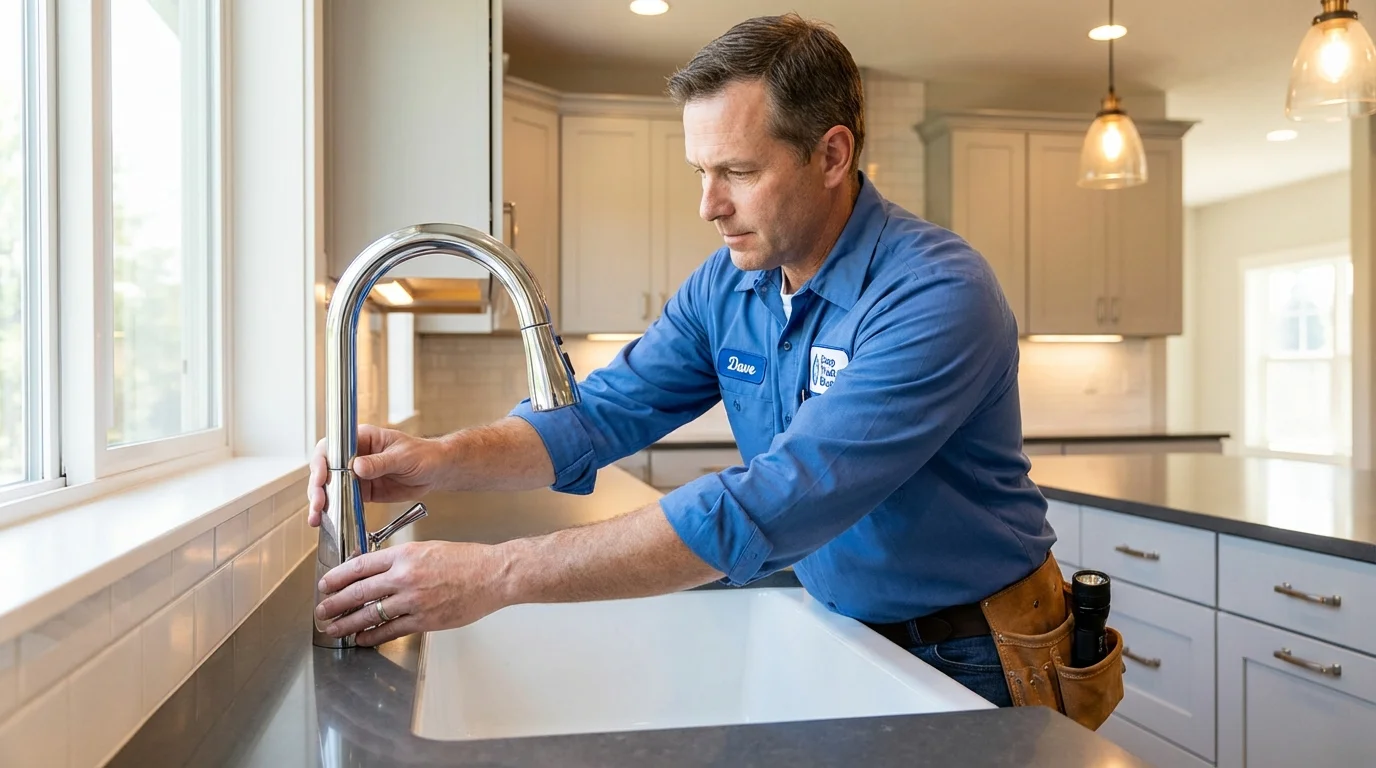 Kitchen faucet installation by Johns Plumbing LLC in Westhampton