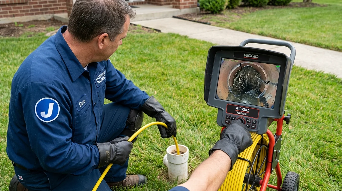 Sewer camera inspection being performed by Johns Plumbing LLC in Westhampton